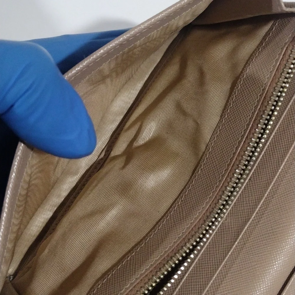 PRADA Wallet 7.5"x3.25" Tan Saffiano Leather Long Flap Snap Closure - Authentic - Picture 12 of 14